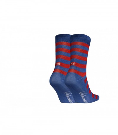 SILVERION GÜMÜŞLÜ ÇORAP GENÇ YB SAKS MAVİ- KIRMIZI